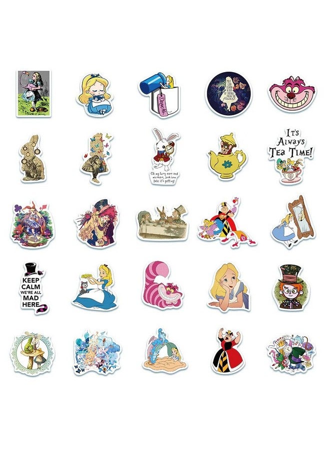 iDream Disney Cartoon Movie Stickers - Alice in Wonderland Vinyl Stickers (Set of 50) | Self-Adhesive | Size: 3-8 cm | Fun and Creative Décor for Kids - Image 3