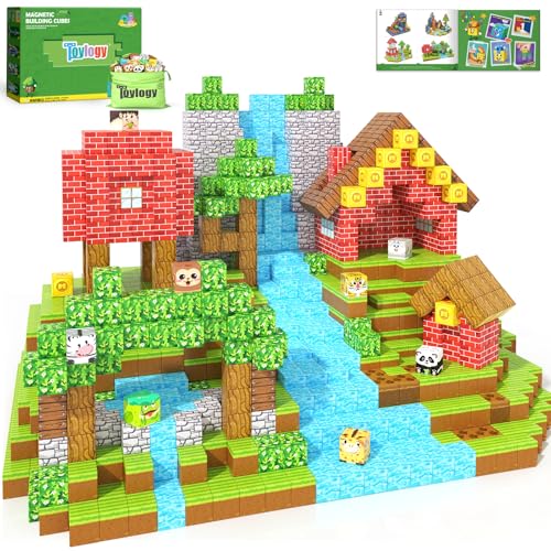 Toylogy 150 قطعة كتل مغناطيسية لبناء عالم الحيوانات للذكور والإناث من عمر 3 إلى 8 سنوات، بلاط حسي مغناطيسي، ألعاب بناء STEM، هدايا للأطفال بعمر 3 سنوات - Image 1
