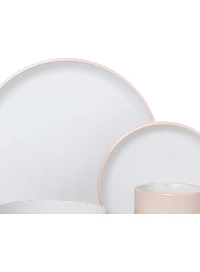 بين سيرفي طقم عشاء من الفخار بتصميم عصري وأنيق، مكون من 16 قطعة، باللونين الوردي والأبيض، 41270130/P - Image 3