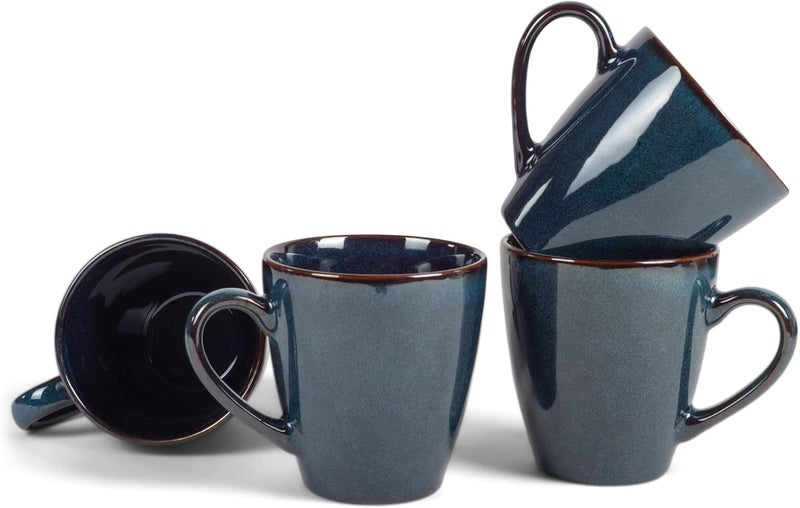 Elanze Designs Sophisticated Modern Chic Smooth Ceramic Stoneware Dinnerware Mugs Cups Set of 4  Navy Blue - Image 1