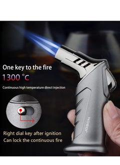 JOBON Jobon Windproof Torch Lighter Butane Refillable Gas Lighter Single Jet Flame Adjustable (Butane Gas Not Included) | Lighter for Bakhoor charcoal, Candle, Cooking, Camping, Baking, BBQ (Grey)  - Image 3