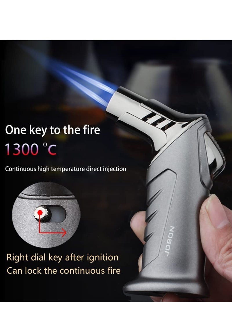 JOBON - Jobon Windproof Torch Lighter Butane Refillable Gas Lighter Single Jet Flame Adjustable (Butane Gas Not Included) | Lighter for Bakhoor charcoal, Candle, Cooking, Camping, Baking, BBQ (Grey) - Image 1