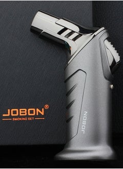 JOBON Jobon Windproof Torch Lighter Butane Refillable Gas Lighter Single Jet Flame Adjustable (Butane Gas Not Included) | Lighter for Bakhoor charcoal, Candle, Cooking, Camping, Baking, BBQ (Grey)  - Image 1
