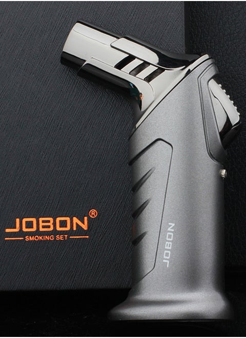 Jobon Windproof Torch Lighter Butane Refillable Gas Lighter Single Jet Flame Adjustable (Butane Gas Not Included) | Lighter for Bakhoor charcoal, Candle, Cooking, Camping, Baking, BBQ (Grey)