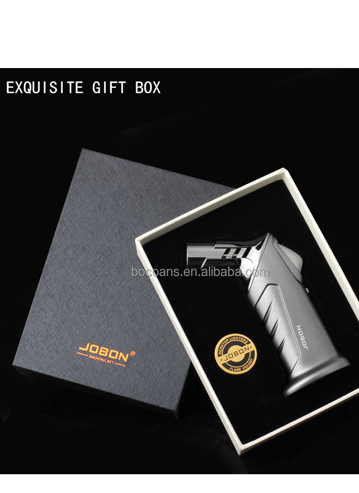 JOBON - Jobon Windproof Torch Lighter Butane Refillable Gas Lighter Single Jet Flame Adjustable (Butane Gas Not Included) | Lighter for Bakhoor charcoal, Candle, Cooking, Camping, Baking, BBQ (Grey) - Image 1