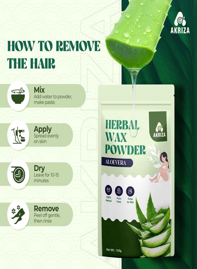 AKRIZA Painless Herbal Wax Powder for Hair Removal - 125g | For Women & Men | Quick & Easy Use on Hands, Legs, Underarms, Bikini & Intimate Areas | No Chemicals, No Irritation, All Skin Types (125 Gm, Alovera) - Image 2