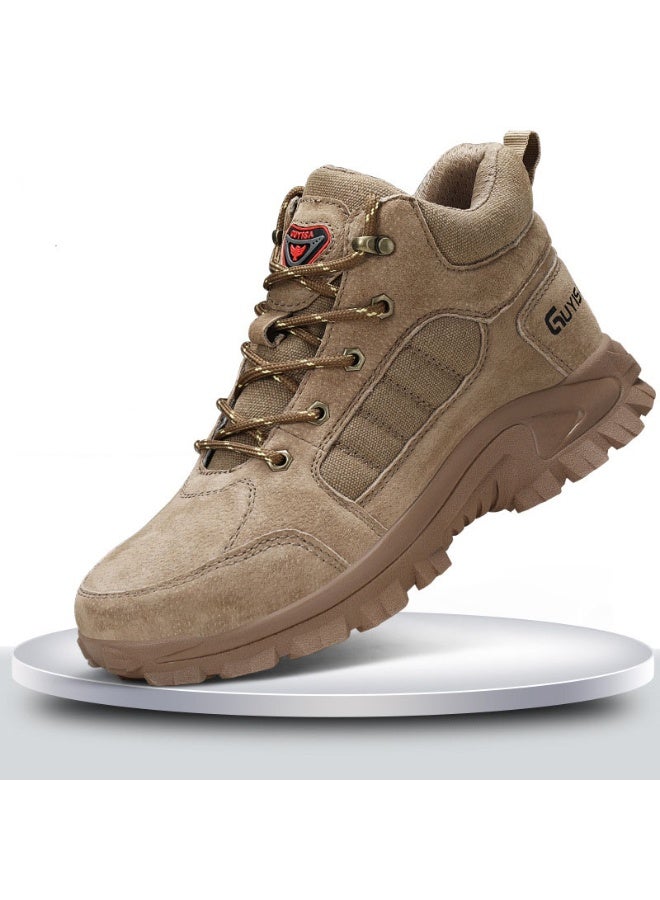 NIBEMINENT Steel Toe Work Boots for Men High Top Safety Shoes Waterproof Safety Boots Man Leather  Anti-slip Work Shoes Protective - Image 1