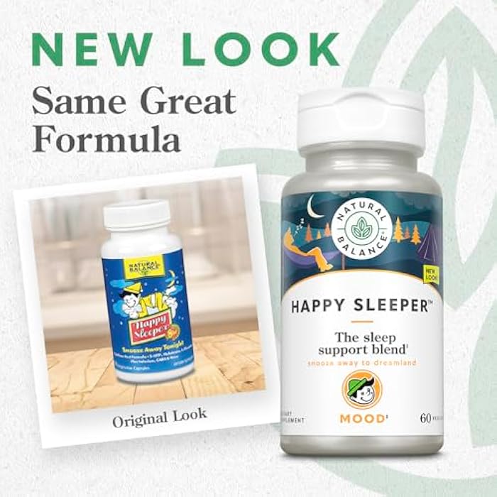 Natural Balance Happy Sleeper | Herbal Supplement | Features Melatonin, Valerian Root, 5-HTP & GABA | 60 Capsules - Image 2
