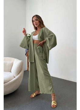 Barbora Linen Women's Casual Kimono Two Piece Set LN29HAKI3 