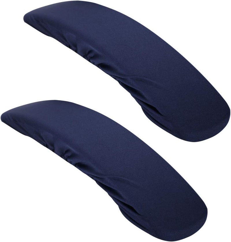 EXCEART 2pcs Stretch Fabric Armrest Covers - Arm Slipcovers for Gaming, Desk, Office & Sofa Chairs - Polyester Navy Blue Office Chair Armrest Covers - Stretchable Polyester Handle Protectors for Desk, - Image 1