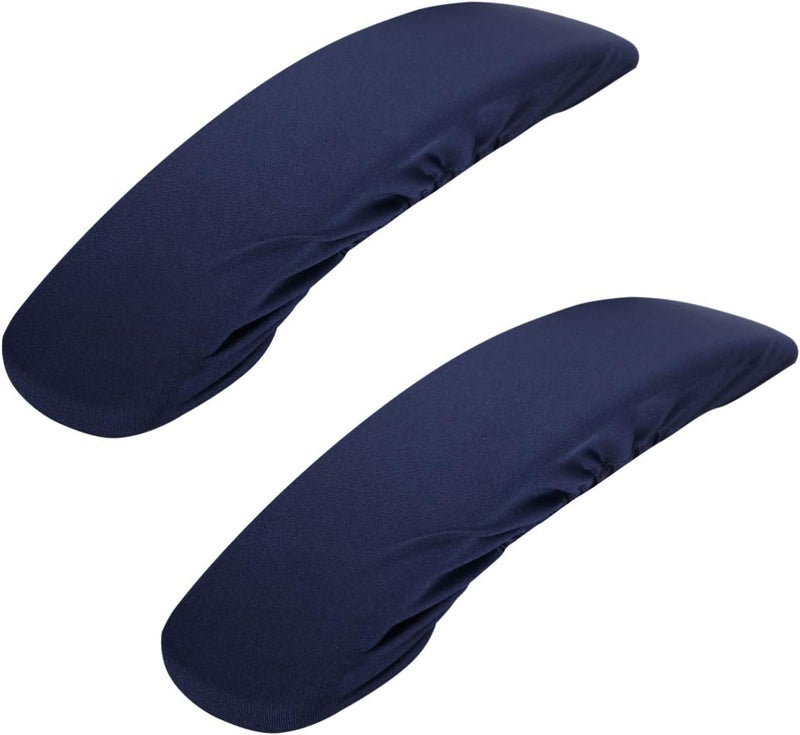 EXCEART 2pcs Stretch Fabric Armrest Covers - Arm Slipcovers for Gaming, Desk, Office & Sofa Chairs - Polyester Navy Blue Office Chair Armrest Covers - Stretchable Polyester Handle Protectors for Desk, - Image 2