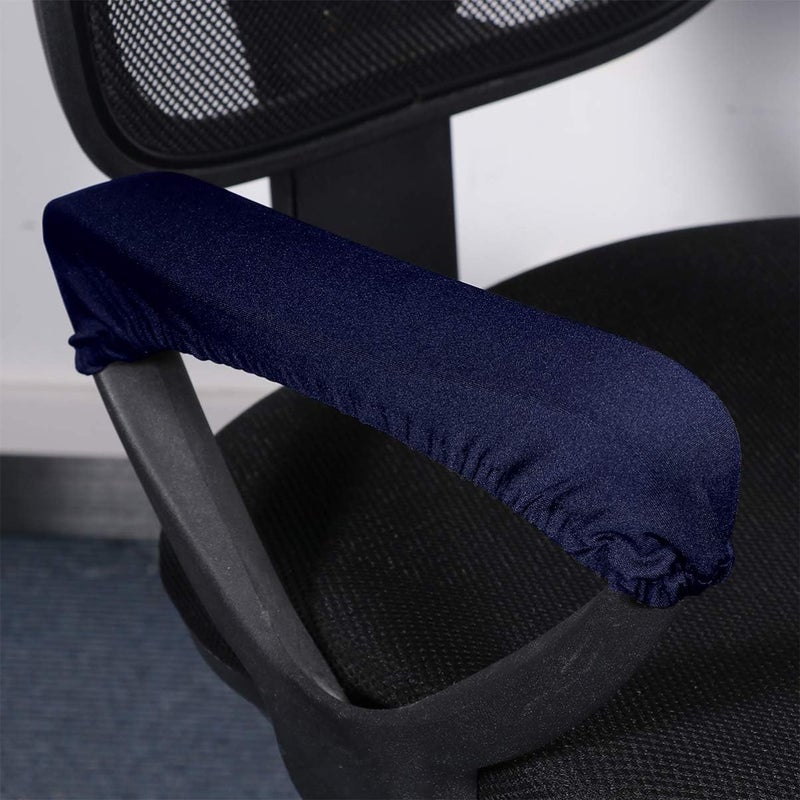 EXCEART 2pcs Stretch Fabric Armrest Covers - Arm Slipcovers for Gaming, Desk, Office & Sofa Chairs - Polyester Navy Blue Office Chair Armrest Covers - Stretchable Polyester Handle Protectors for Desk, - Image 5