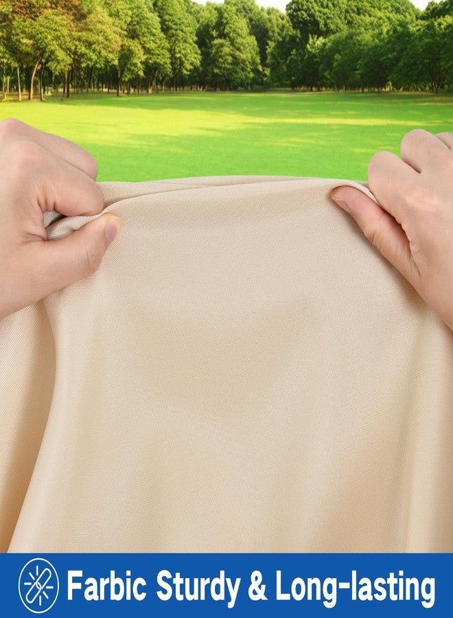 Nacuci Square Elastic Fitted Tablecloth, Windproof Polyester Table Cover, Scratch Resistant and Washable Table Cloth for Folding Tables, Picnic, Camping, Party (Beige, 34"x34") - Image 5