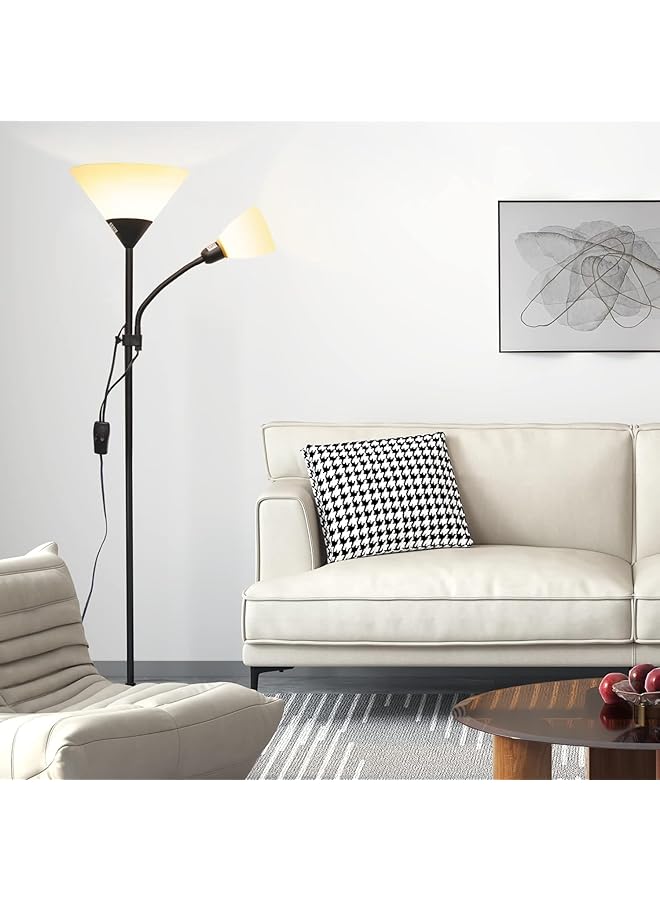 Floor Lamp Standing Lamp 9W Led Flashlight Floor Lamp With 4W Adjustable Reading Light 3000K Saving Led Bulb 3 Way Switch 50 000 Hours Suitable For Bedroom Living Room Office Floor Lamp