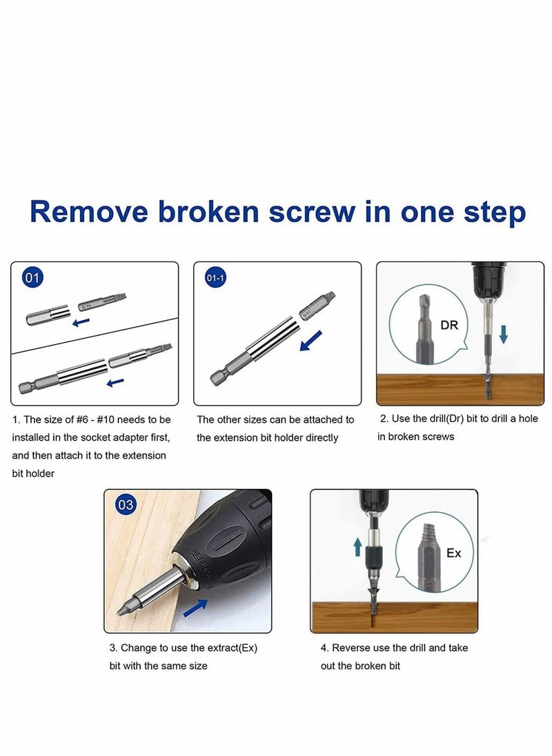 Y&D - Damaged Screw Extractor Set 22 Pieces Stripped Kit for Broken Bolt All Purpose HSS Remover with Magnetic Extension Bit Holder and Socket Adapter - Image 1