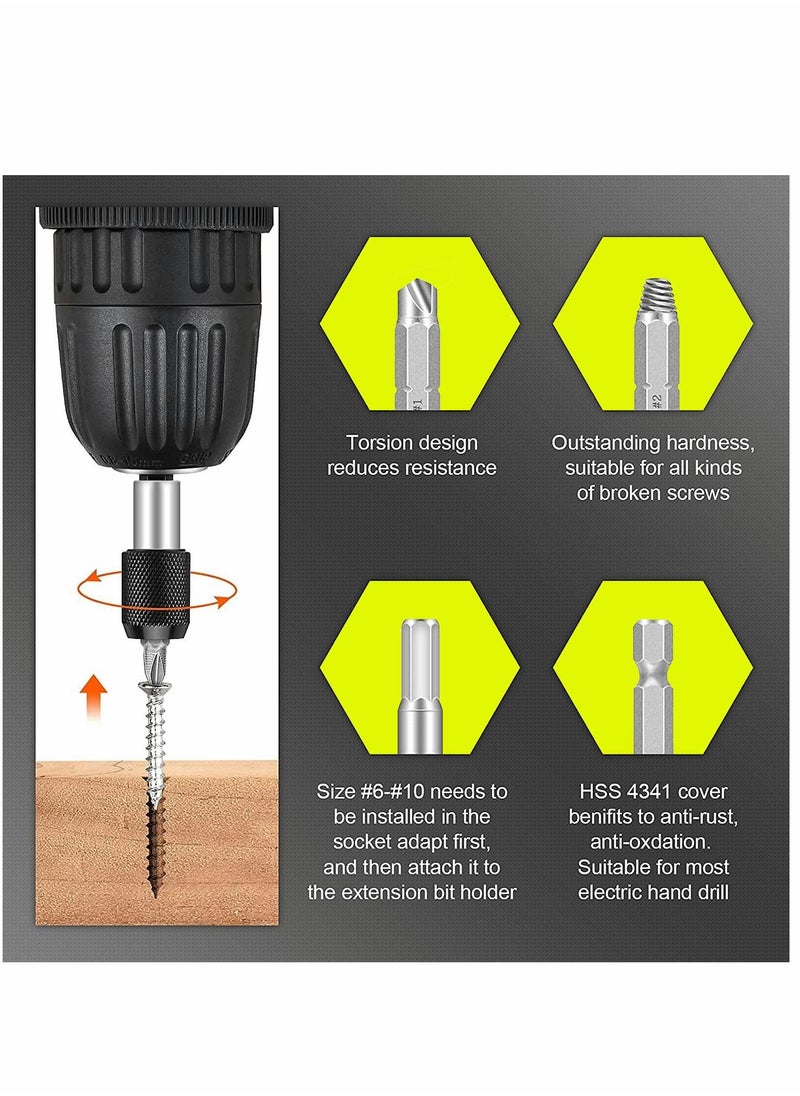 Y&D - Damaged Screw Extractor Set 22 Pieces Stripped Kit for Broken Bolt All Purpose HSS Remover with Magnetic Extension Bit Holder and Socket Adapter - Image 1