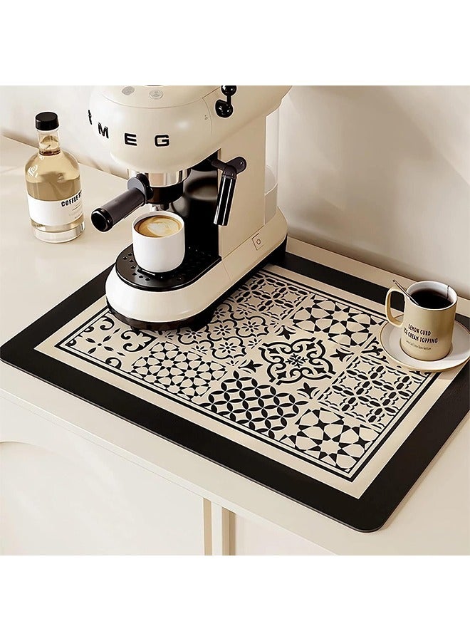 AL RAID Coffee Maker Mat, Absorbent Dish Drying Mat, Non-slip Rubber Mat, Easy to Clean, Counter Protector Spill Mat, For Kitchen Counter Coffee Bar Accessories 40x30cm - Image 1