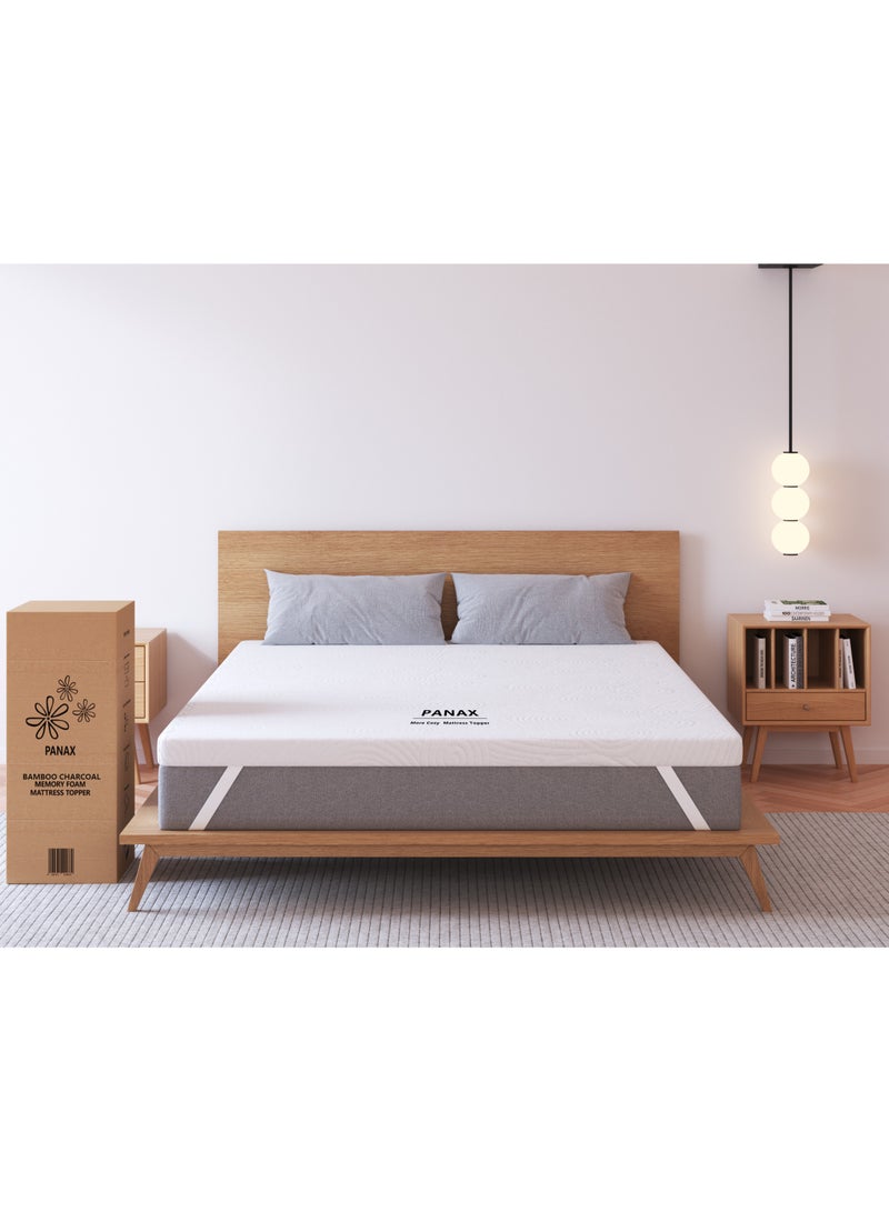 Panax 3 Inch Bamboo Charcoal Memory Foam Mattress Topper With Cover Queen (160x200CM) - Image 1