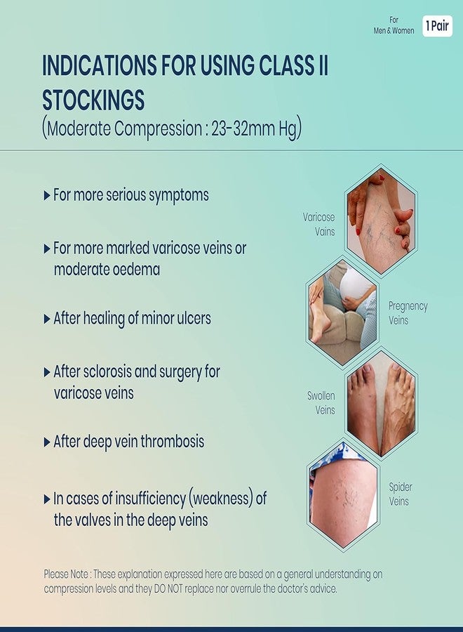 KUDIZE Compression Stockings for Varicose Veins Medical Grade Stockings for Pain Relief & Support Knee Length (1 Pair) (2XL) - Image 4