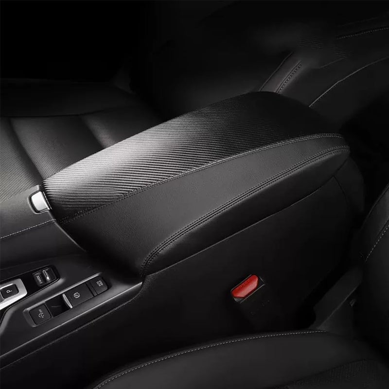 Bmolpt إكسسوارات داخلية مخصصة لسيارات إنفينيتي QX50 للأعوام 2019–2023: غطاء لصندوق المسند الأوسط المصنوع من الجلد، ووسادة للمسند، ووسادة واقية للمسند الأوسط (بتصميم من الألياف الكربونية). - Image 1