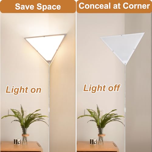 haultop Corner Light with Switch, Ceiling Corner Lights for Living Room, Plug in Ceiling Light for Dark Area, Lamp for Bedroom, Kids Room, Triangle Shape, White Acrylic (2 Pack) - Image 3