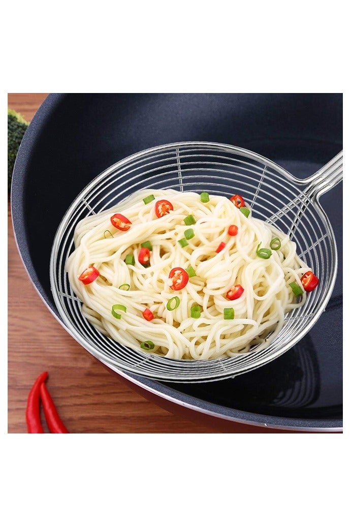 فلاير سكيمر، الفولاذ المقاوم للصدأ الآسيوي فلاير غلاف مقلي ملعقة مع مقبض للمطبخ مقلي عميق، المعكرونة، السباغيتي، المعكرونة - Image 3