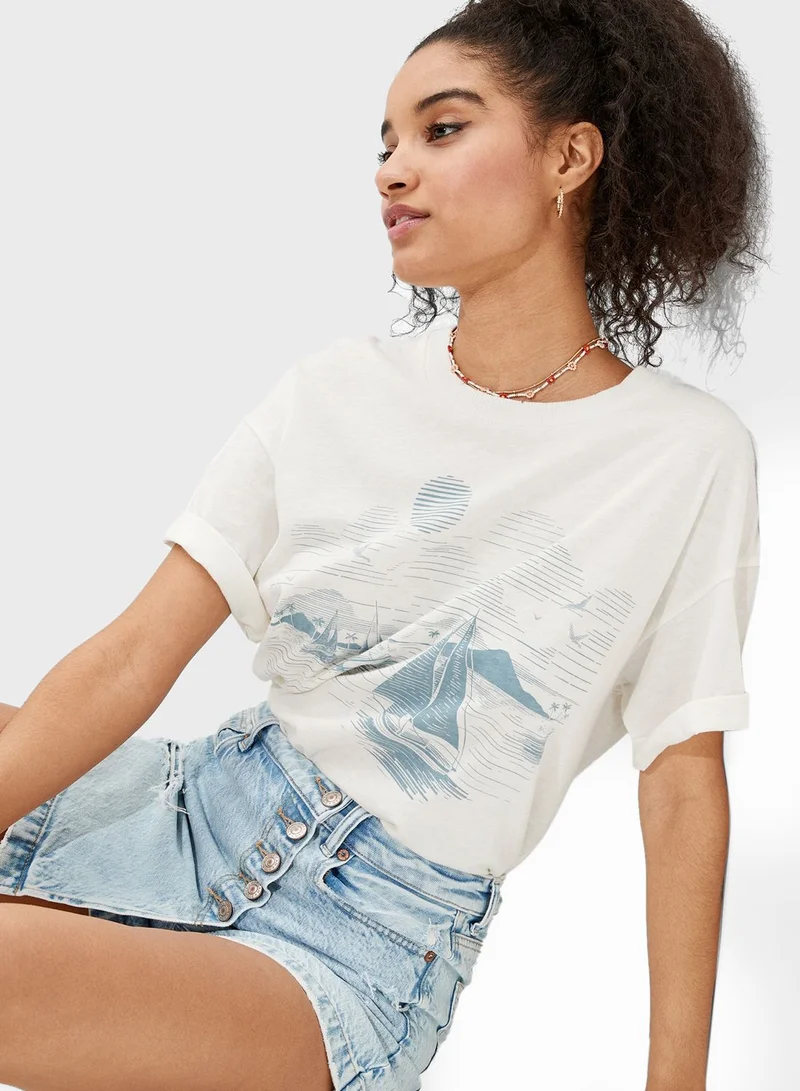 American Eagle Graphic Knitted T-Shirt