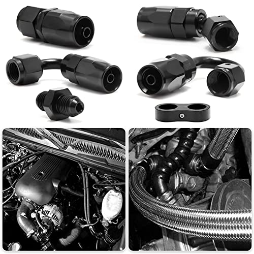 Medoon 4AN Fuel Line Kit - 10FT Nylon Stainless Steel Braided Fuel Hose + 10pcs Hose Fitting Kit + 6pcs Separator Clamp + 2pcs Coupler Adapter - Image 5