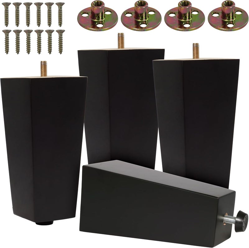 CODIN (5 Sizes: 3"-4"-5"-6"-8" Set of 4 Wood Furniture Legs - Square Sofa Legs, Couch Leg - Brown Mid-Century Modern Replacement Legs for Armchair Recliner Coffee Table Dresser (4, 6") - Image 1