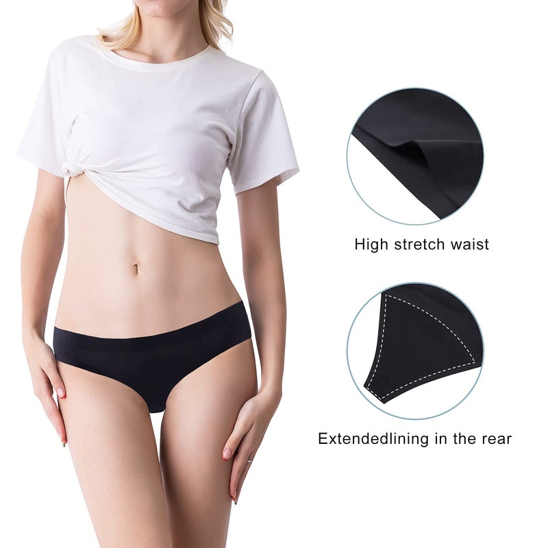 SHARICCA Women Postpartum Period Thongs 4 Layers Leakproof Underwear Panties for teen ladies 3 Pack (3Black, M) - Image 3