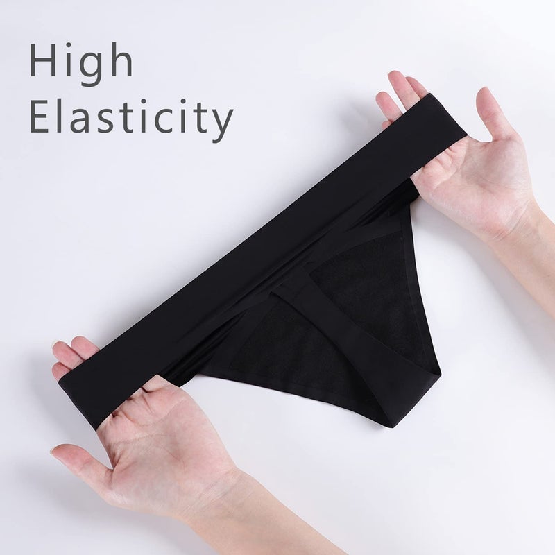 SHARICCA Women Postpartum Period Thongs 4 Layers Leakproof Underwear Panties for teen ladies 3 Pack (3Black, M) - Image 2