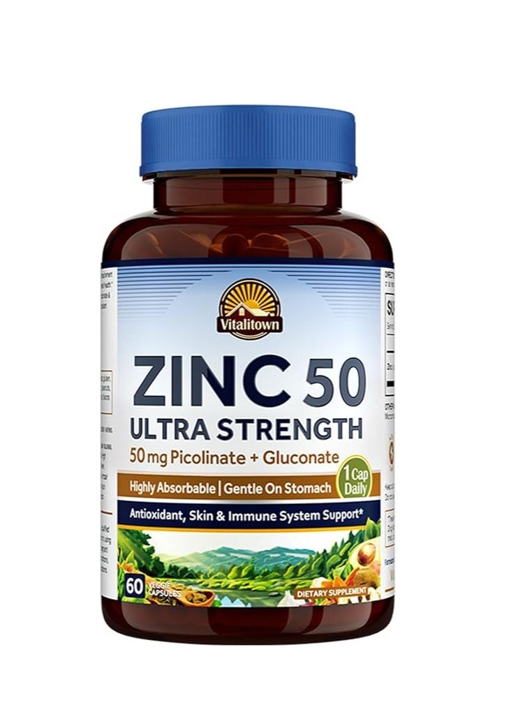 Vitalitown - Zinc 50 Ultra Strength 50mg 60 Capsules - Image 1