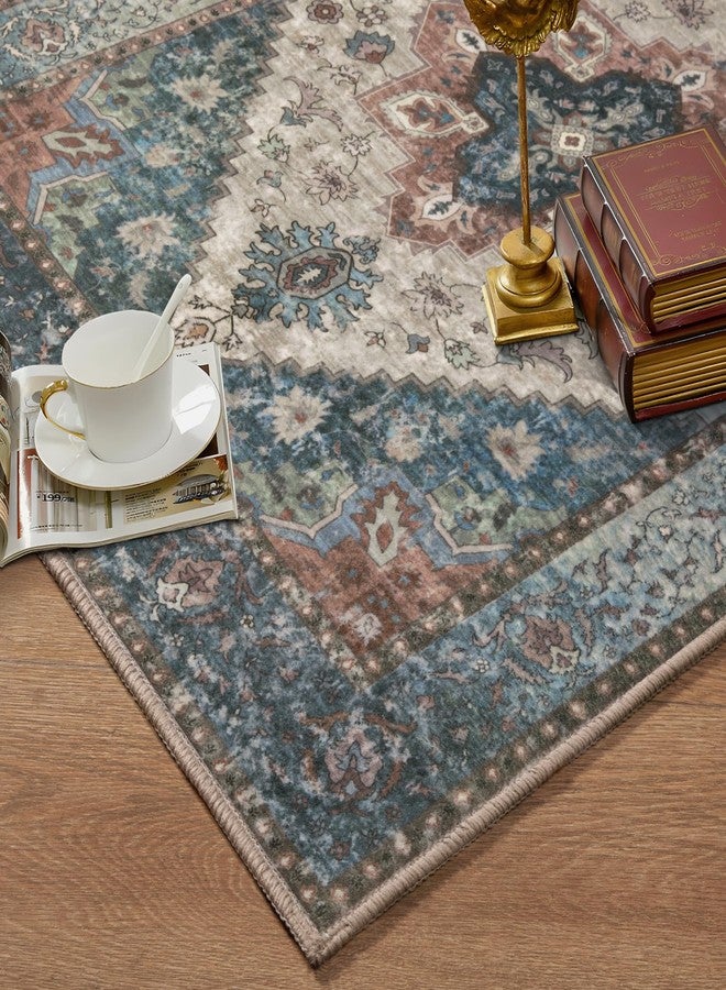 Ciicool Washable Vintage Area Rug, 2x3ft Small Boho Rug, Ultra Soft Rugs for Entryway, Non-Slip Entry Rugs Oriental Low-Pile Indoor Mat Floor Carpet for Entrance Bedroom Kitchen Bathroom Foyer Decor - Image 5