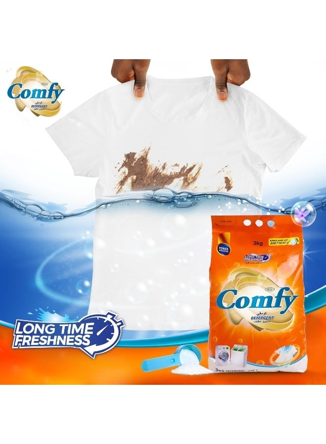 Comfy مسحوق غسيل 3Kg | مسحوق غسيل ثقيل للبقع الصعبة | رائحة منعشة تدوم طويلاً | لطيف على اليدين | مناسب للغسيل بالآلة والغسيل اليدوي - Image 4