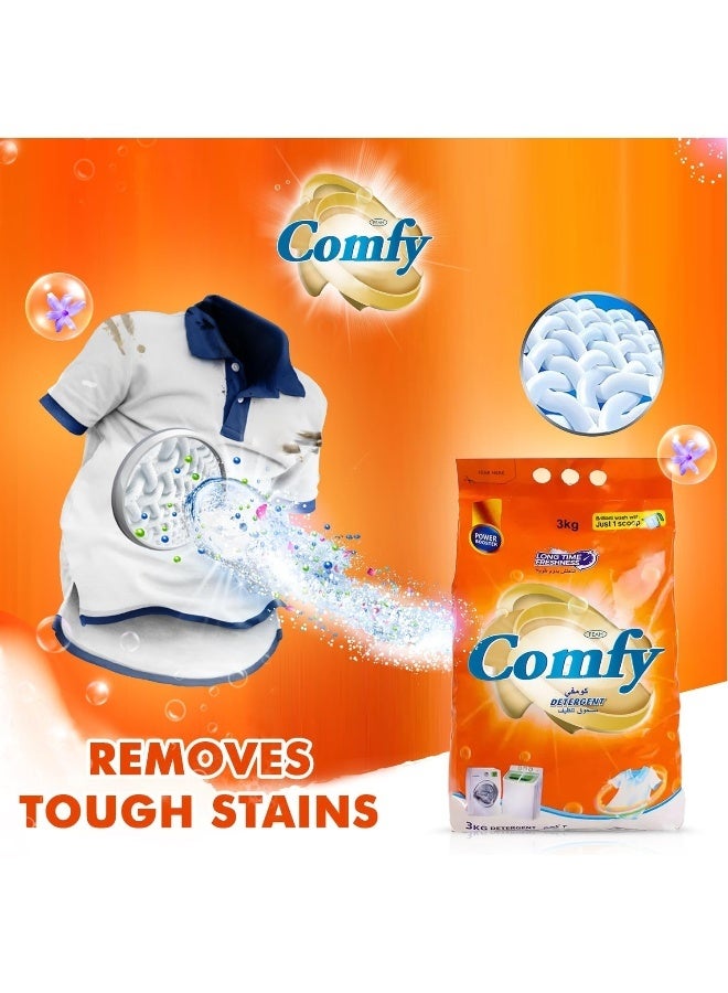 Comfy مسحوق غسيل 3Kg | مسحوق غسيل ثقيل للبقع الصعبة | رائحة منعشة تدوم طويلاً | لطيف على اليدين | مناسب للغسيل بالآلة والغسيل اليدوي - Image 3