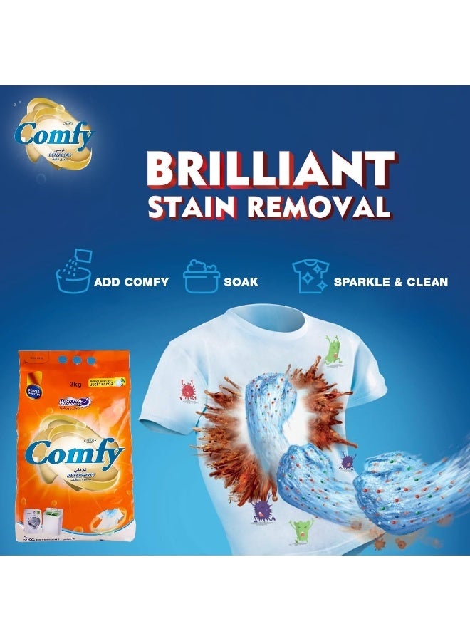 Comfy مسحوق غسيل 3Kg | مسحوق غسيل ثقيل للبقع الصعبة | رائحة منعشة تدوم طويلاً | لطيف على اليدين | مناسب للغسيل بالآلة والغسيل اليدوي - Image 5