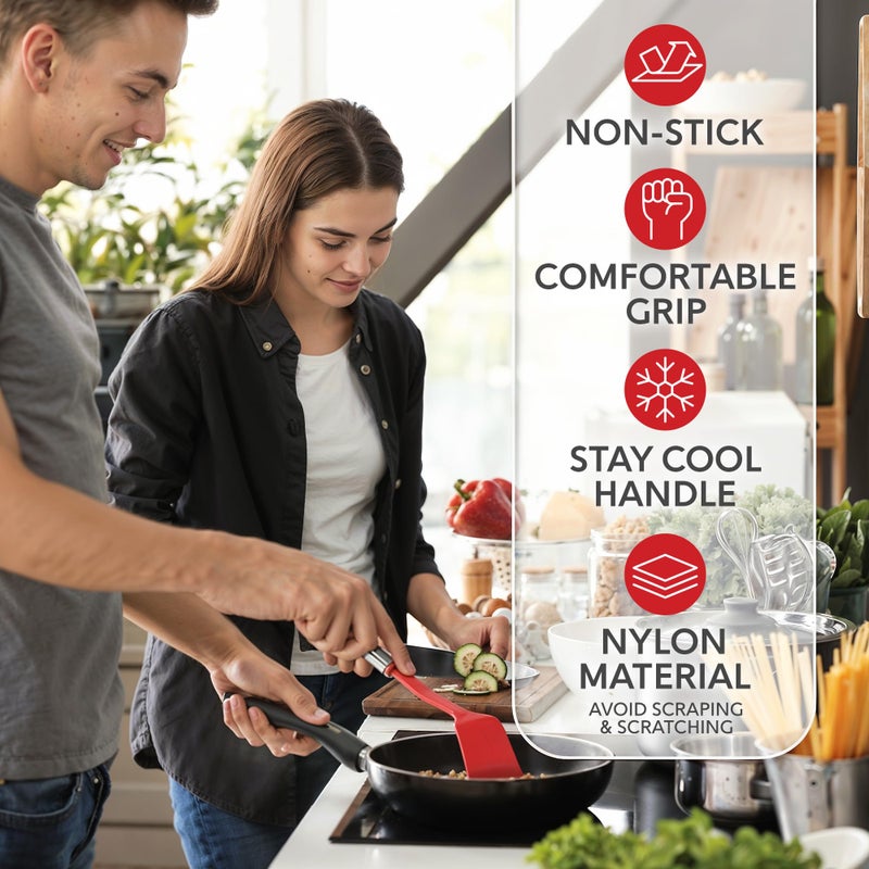 Kaluns Kitchen Utensils Set, 10 Nylon Stainless Steel Cooking Utensils, Non Stick and Heat Resistant Cookware set New Chef's Gadget Tools Collection - Image 2