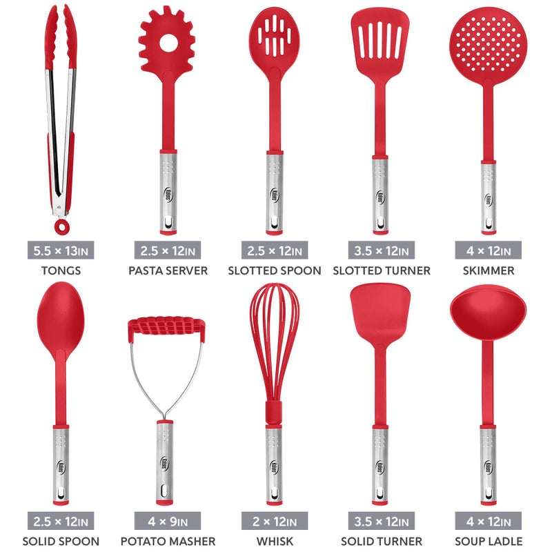 Kaluns Kitchen Utensils Set, 10 Nylon Stainless Steel Cooking Utensils, Non Stick and Heat Resistant Cookware set New Chef's Gadget Tools Collection - Image 5