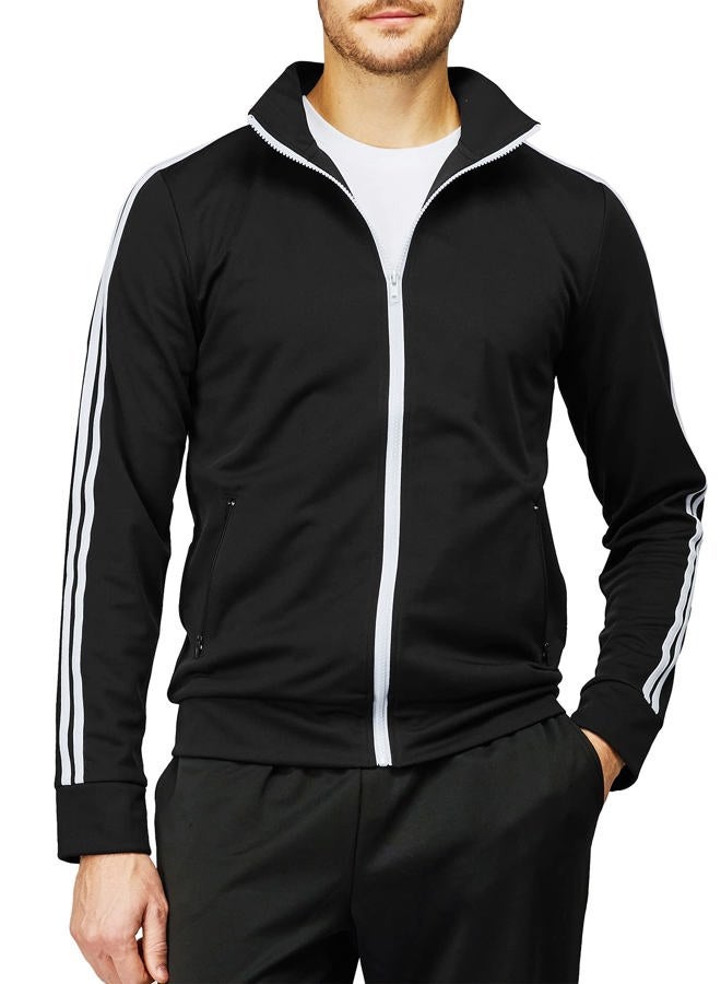 H2H Mens Active Slim Fit Track Lightweight Jacket Zip-up Long Sleeve, Cmoja0103-black, L - Image 2