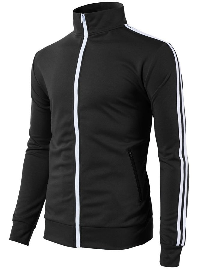 H2H Mens Active Slim Fit Track Lightweight Jacket Zip-up Long Sleeve, Cmoja0103-black, L - Image 3