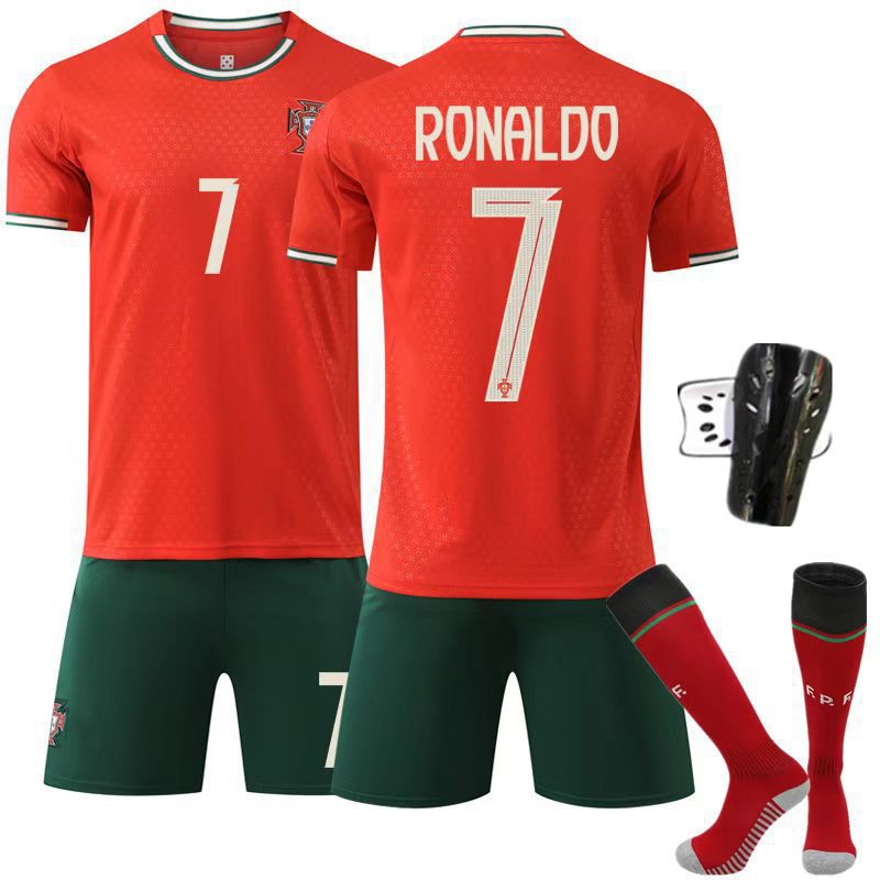 Football Uniform Adult And Kidsren'S Suit 25-26 New Portuguese Jersey No. 7 Ronaldo National Team Football Uniform Home - Image 2