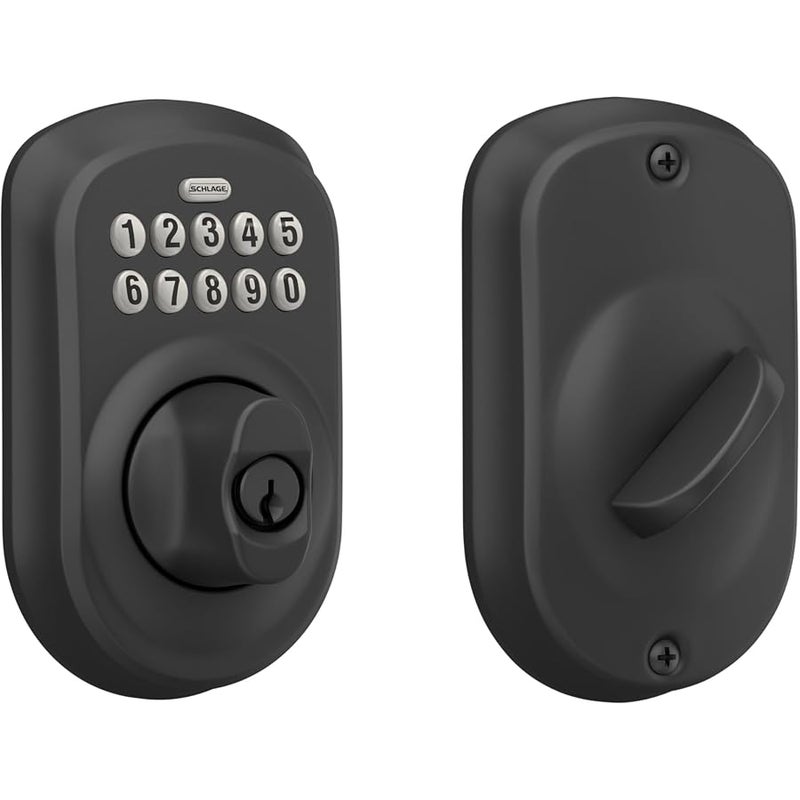 SCHLAGE BE365 PLY 622 Keypad Electronic Deadbolt, Matte Black - Image 1