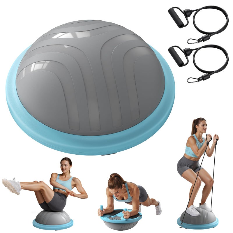 MERACH 3-in-1 Balance Ball Trainer 18'' Lightweight Yoga Exercise Ball with Foot Pump & Bands 450lbs Anti-Slip Design for Home Workouts & Therapyâ€‹, Blue - Image 1