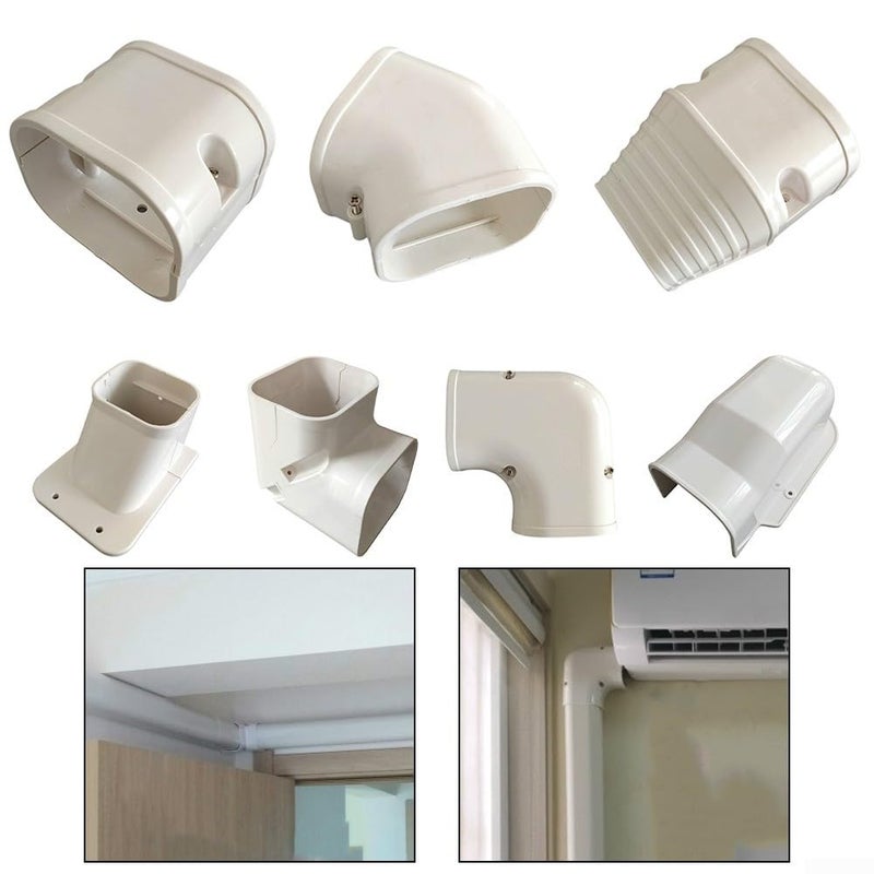 PVC Air Conditioner Line Cover Kit White Weather Resistant Includes Wall Entry Cap Elbows Couplin - Image 5