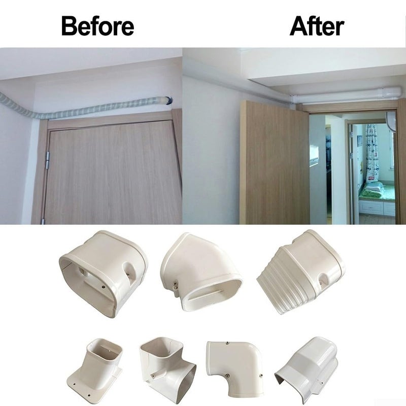 PVC Air Conditioner Line Cover Kit White Weather Resistant Includes Wall Entry Cap Elbows Couplin - Image 4