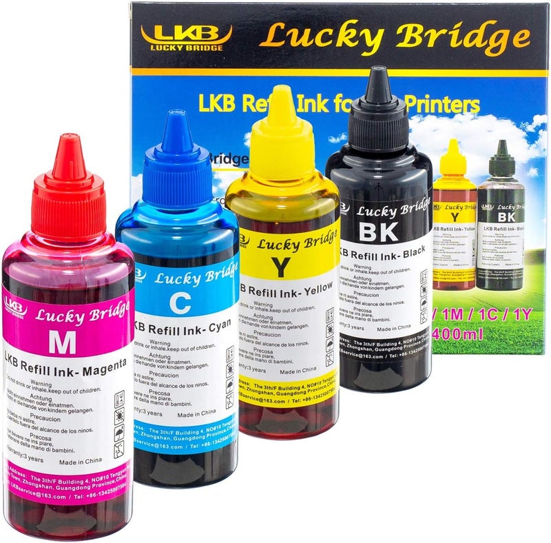 ال كيه بي مجموعة إعادة تعبئة الحبر LKB 400ml Lucky Bridge 4x100ml لخراطيش HP 950 951 60 61 952 902 901 61 60 62 63 21 22 920 940 934 564 932 933 711 970 971 92 94 95 96 97 أو نظام CIS CISS، مجموعة 4 ألوان (400 مل) - الولايات المتحدة - Image 4