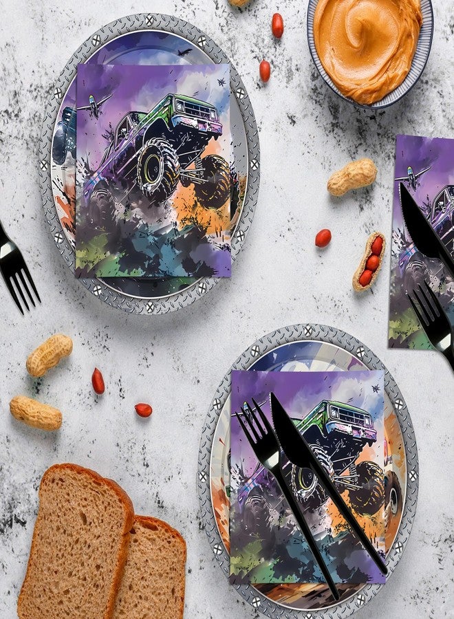 BHNACIER 40Pcs Monster Truck Party Paper Napkins Trucks Party Supplies Disposable Napkin for Racing Car Partys Decorations Supplies - Image 5