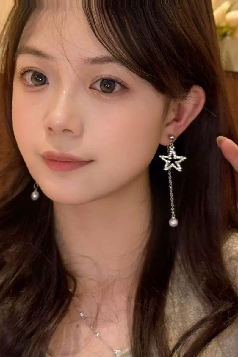 Goolsky 2-in-1 Star Tassel Earrings for Women – Dazzling Crystal Drop Design, Slimming Effect, Unique Style with 925 Sterling Silver Posts - Image 3