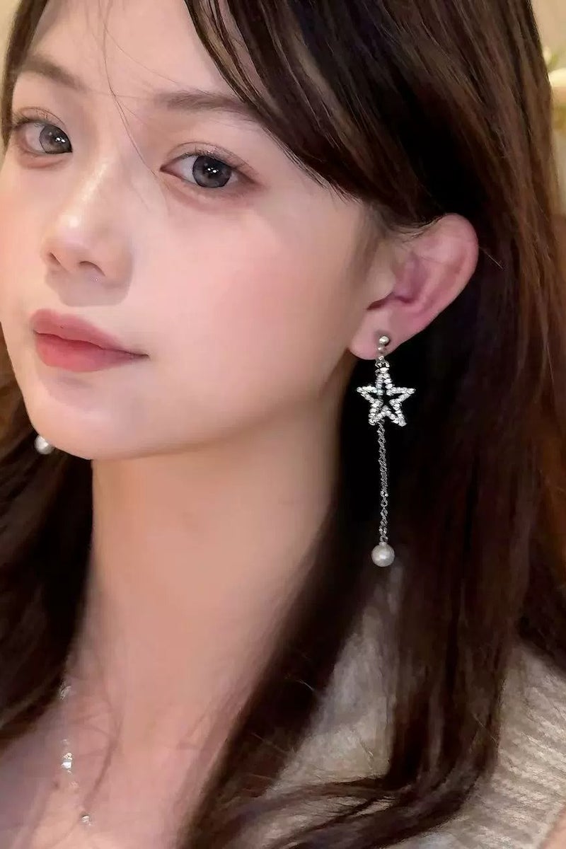 Goolsky 2-in-1 Star Tassel Earrings for Women – Dazzling Crystal Drop Design, Slimming Effect, Unique Style with 925 Sterling Silver Posts - Image 5