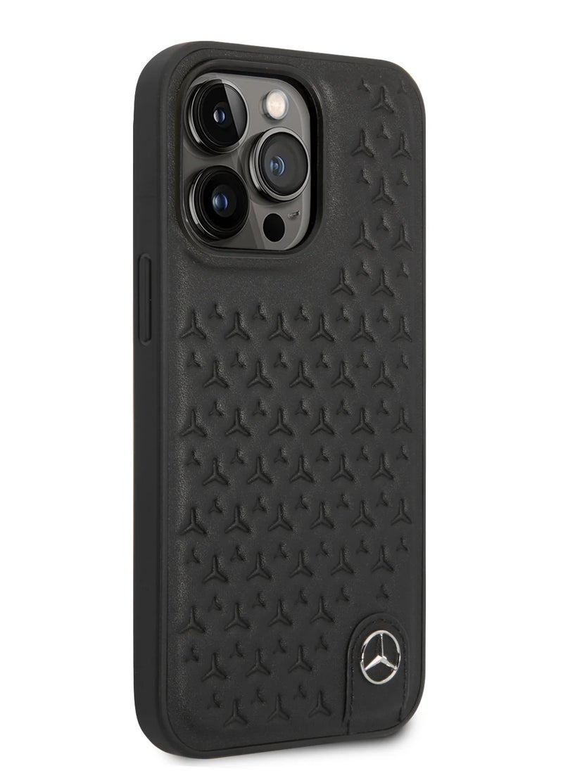 Mercedes-Benz iPhone 14 Pro - Leather Black Star Pattern - Mercedes-Benz  - Image 2